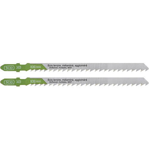 Lame de scie sauteuse bois accroche en T SCID Ep1,45mm L132mm x2