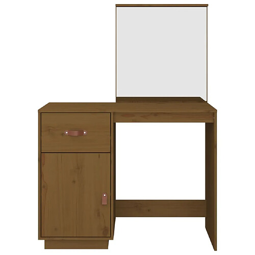 Helloshop26 Coiffeuse table de maquillage design meuble mobilier de chambre marron miel 95 x 50 x 134 cm bois de pin massif 02_0006332