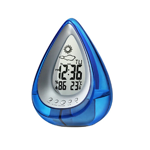 LCD Numérique Alimenté Par Eau Alarme Station Météo Thermomètre Horloge Bleu