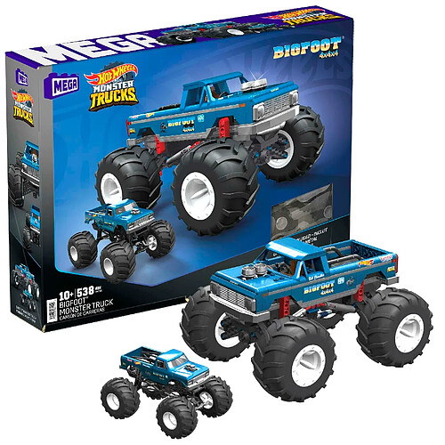 MEGA CONSTRUX MEGA Hot Wheels Coffret de construction Monster Truck Bigfoot de 538 pièces, avec détails authentiques, fonctions et surprises, Jouet Enfant, Dès 10 ans, HHD20