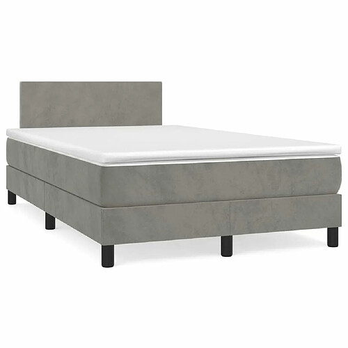 Maison Chic Lit adulte- Lit + matelas,Sommier à lattes de lit et matelas Gris clair 120x200cm Velours -GKD59564