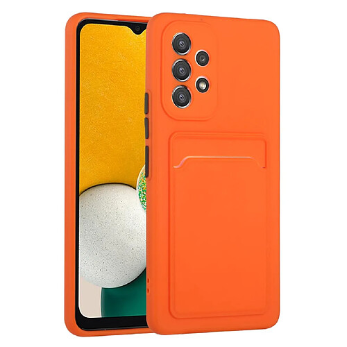 Coque en TPU antichoc, anti-rayures avec porte-carte orange pour votre Samsung Galaxy A53 5G