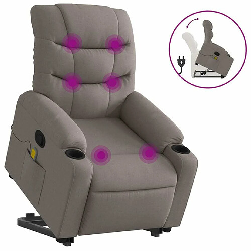 Maison Chic Fauteuil Relax pour salon, Fauteuil inclinable de massage Taupe Tissu -GKD99247