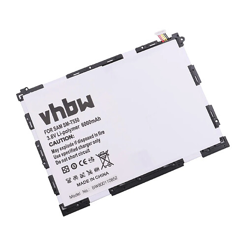 vhbw Li-Polymer Batterie 6000mAh (3.8V) pour tablette, Netbook Samsung Galaxy SM-P350, SM-P351, SM-P550, SM-P555 comme EB-BT550ABA, EB-BT550ABE.