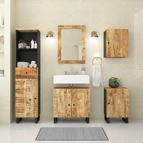 ComfortXL Ensemble De Meubles De Salle De Bain 5 Pièces Bois Manguier Massif