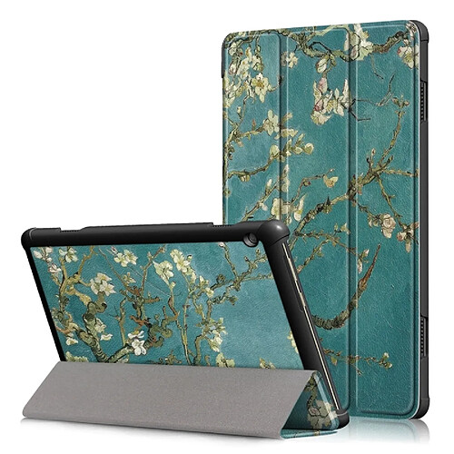 Wewoo Housse Coque Étui en cuir avec rabat pour déformation horizontale et motif couleurs pour Lenovo Tab M10, support à trois rabats (motif Prunus)