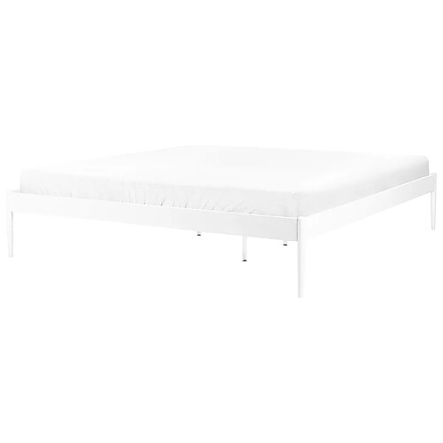 Beliani Lit double 180 x 200 cm en métal blanc VAURS