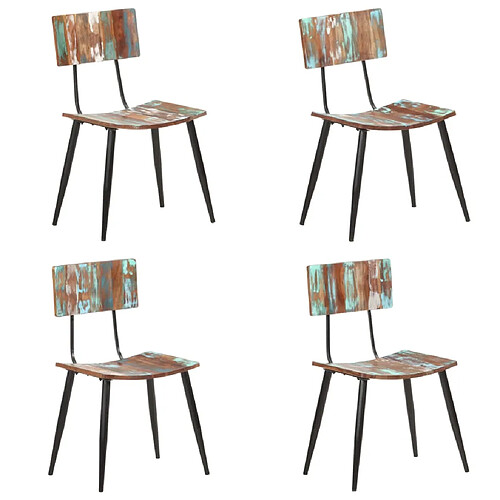 Decoshop26 Lot de 4 chaises de salle à manger cuisine bois de récupération solide CDS021333