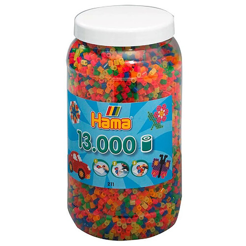 HAMA Pot de 13000 perles fluorescentes à repasser