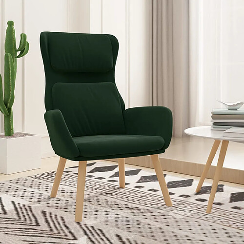 vidaXL Chaise de relaxation Vert foncé Velours