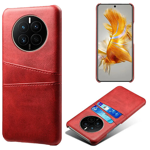 Coque en TPU + PU anti-rayures avec deux porte-cartes pour votre Huawei Mate 50 4G - rouge