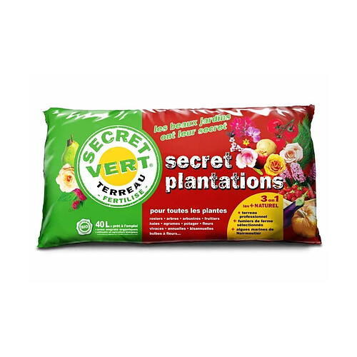 Secret Vert Secret Plantations terreau bio pour toutes les plantes 40 litres.