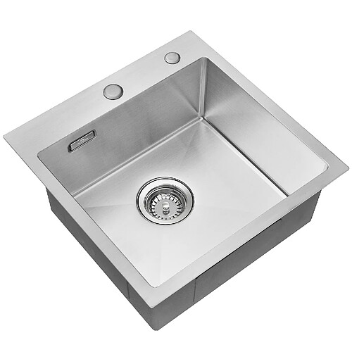 Évier de Cuisine 1 Bac,AURALUM MAX Evier cuisine 45 x 45 cm,Evier inox avec Siphon,Évier Acier inoxydable brossé Carré, Montage Encastré ou Supérieur