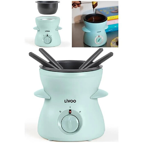 Livoo Fondue à Chocolat 25W 25ml Bleue Bol amovible en aluminium avec revêtement antiadhésif