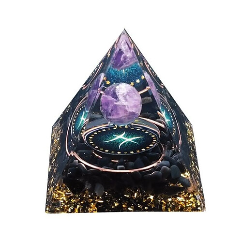 Totalcadeau Pyramide d'orgonite constellation du zodiaque poisson améthyste