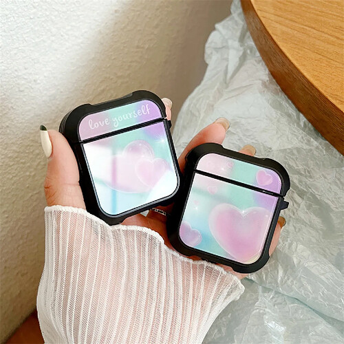 GUPBOO Airpods Coque Housse Étui Protecteur Compatible pour AirPods 3-Fille de verre d'amour dégradé de style Ins