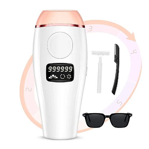 Chrono Épilation, appareil d'épilation IPL 999 999 épilation pour femme avec 2 modes de flash épilateur indolore, blanc