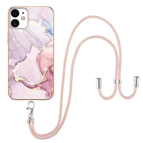 Coque en TPU antichoc, IML IMD, marbre électroplaqué Or rose 005 pour votre iPhone 12/12 Pro 6.1 pouces