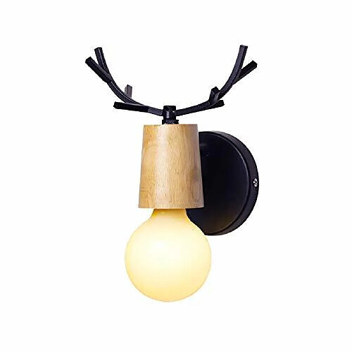 Stoex Applique Murale en Fer Bois, Moderne Lampe de Mur Simple E27 40W pour Chambre, Salon, Restaurant,Cuisine,Couloir, Noir