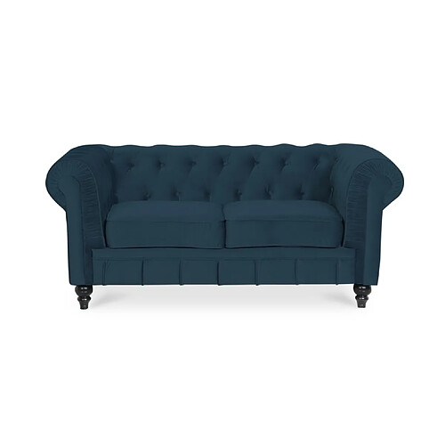 Canapé Chesterfield Velours 2 Places Altesse Bleu foncé