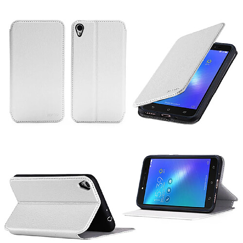 Etui luxe Asus ZenFone Live ZB501KL 4G blanc Ultra Slim Style Cuir avec stand - Housse coque de protection Asus ZenFone Live 5 pouces blanche 2017/2018 - accessoires pochette XEPTIO case