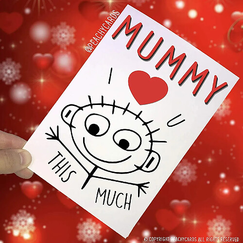 Carte momie, I love you This Much, momie carte d'anniversaire, carte pour la fête de Noël, cartes de carte de momie, pour maman, famille Dad Love You Pc222