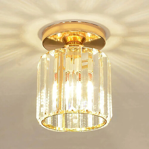 Stoex Plafonnier en Verre Lampe de Plafond en Cristal Lustre Moderne Or Plafonnier Créatif Ampoule E27 Pour Couloir Bureau Balcon Salon Salle À Manger