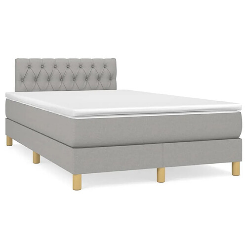 Maison Chic Lit adulte- Lit + matelas,Sommier à lattes de lit avec matelas Gris clair 120x200cm Tissu -GKD26963