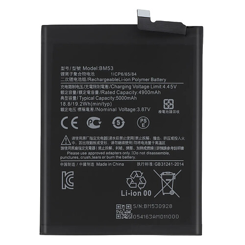 Avizar Clappio Batterie interne pour Xiaomi Mi 10T et 10T Pro 5000mAh modèle BM53 Noir