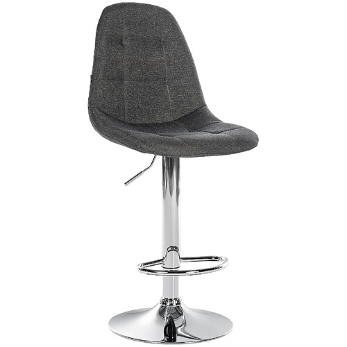 Decoshop26 Tabouret de bar x1 avec repose-pieds hauteur réglable pivotant assise en tissu gris foncé cadre métallique chromé 10_0004845