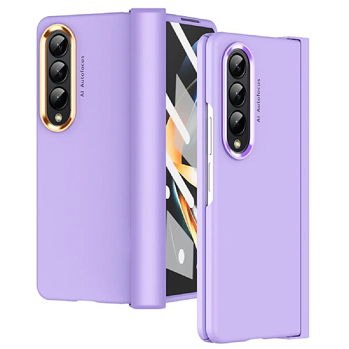 Coque en TPU anti-chute avec deux cercles de lentilles de placage pour votre Samsung Galaxy Z Fold4 5G - violet