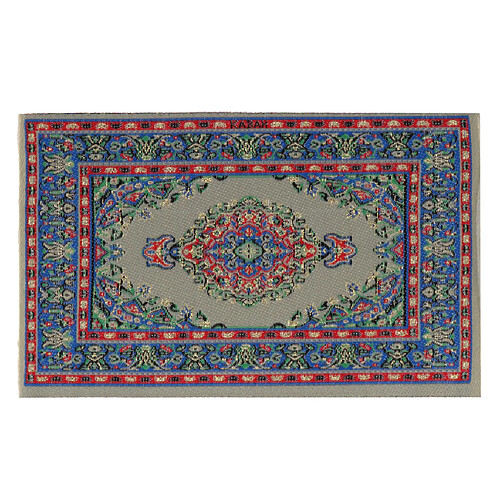 Tapis de maison de poupée miniature 1/12 tapis de broderie accessoires de chambre bleu