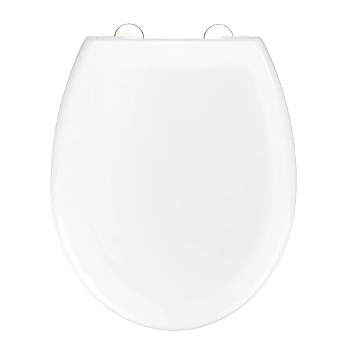 WENKO Siège WC Solaro, abattant WC thermoplastique blanc de qualité, à abaissement automatique Easy-Close et fixation hygiénique Fix-Clip en inox pour une assise sûre, fabriqué en Europe, 37 x 44 cm