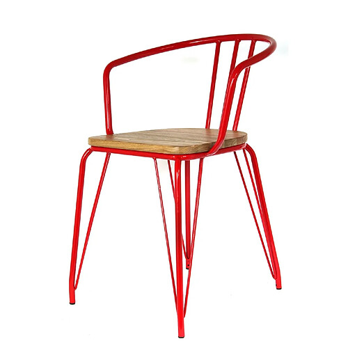 The Home Deco Factory Fauteuil en métal Arnold - H. 72,5 cm - Rouge