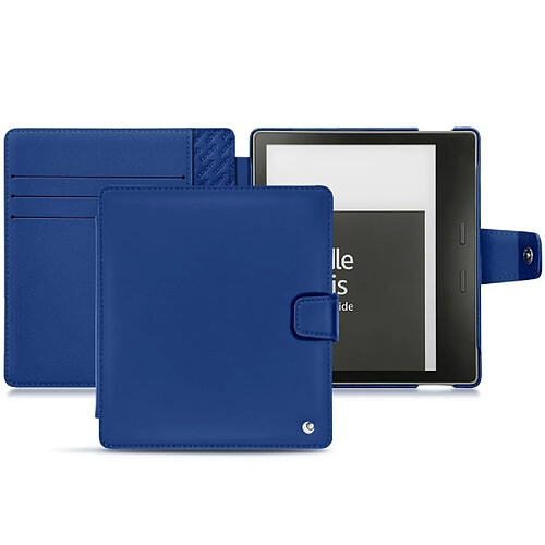 Housse cuir Amazon Kindle Oasis (2019) - Rabat portefeuille - Bleu océan ( Nappa - Pantone #15458a) - NOREVE