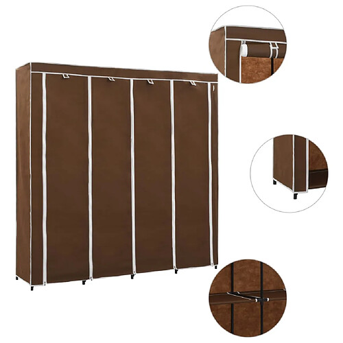 vidaXL Garde-robe avec 4 compartiments Marron 175x45x170 cm