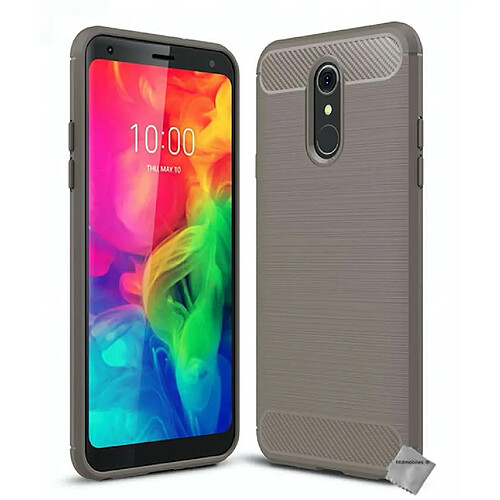 Htdmobiles Coque silicone gel carbone pour LG Q7 + film ecran - GRIS