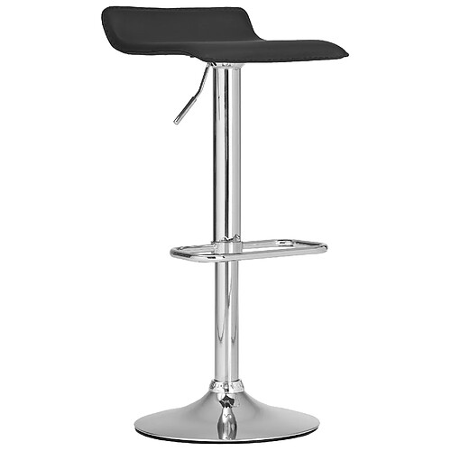 Decoshop26 Tabouret de bar x1 avec repose-pieds siège pivotant à 360° design simple PVC noir et métal chromé 10_0004797