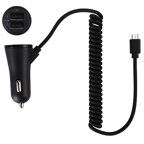 Wewoo Chargeur voiture noir pour Galaxy, Sony, Lenovo, HTC, Huawei et autres smartphones 3.1A Dual Ports Android filaire de intelligente,