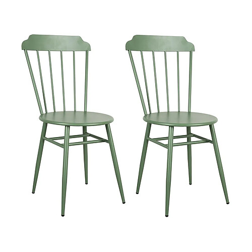 Aubry Gaspard Chaise en métal laqué - Samos (Lot de 2) vert.