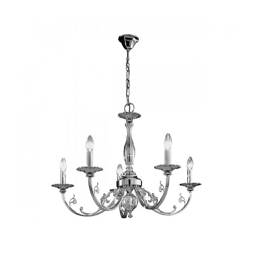 Luminaire Center Chandelier classique PISANI chrome 5 ampoules