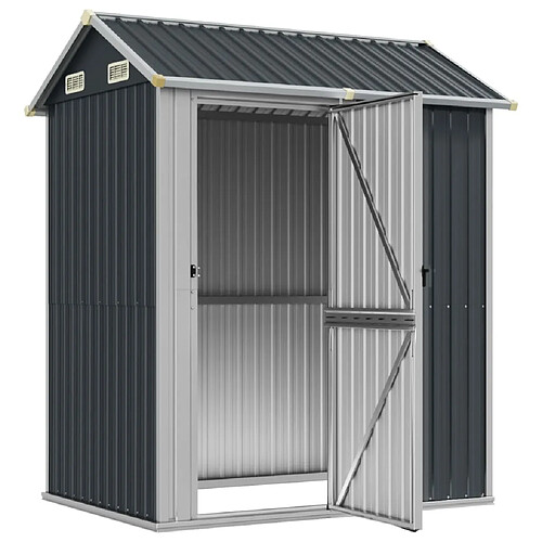 Helloshop26 Abri de jardin cabane cabanon maison de stockage remise extérieur hangar outils robuste 192 x 152,5 x 237 cm acier galvanisé anthracite 02_0022195