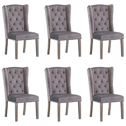 vidaXL Chaises à manger lot de 6 gris velours