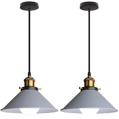 Stoex (2PCS) Lampe À Suspension Rétro Lustre Vintage Gris Ø22CM Plafonnier Industriel Lampes Suspendues Modernes Pour Restaurant Loft Cuisine Café E27