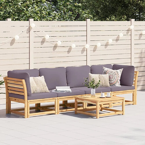 vidaXL Salon de jardin 4 pcs avec coussins Bois d'acacia solide