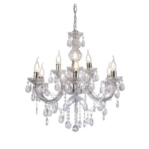 Luminaire Center Chandelier sans abats jours Floria Chrome poli 9 ampoules 76cm