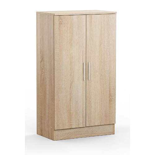 Pegane Armoire à chaussures, meuble à chaussures avec 2 portes coloris chêne cambrian - longueur 60 x profondeur 35 x hauteur 107 cm