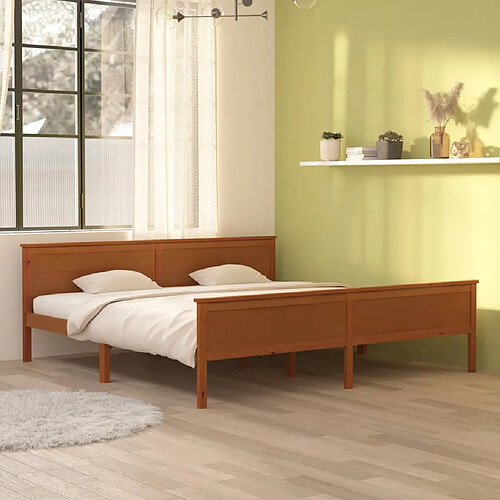 vidaXL Cadre de lit sans matelas marron miel bois pin massif 200x200cm