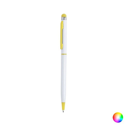 Totalcadeau Stylo bleu en aluminium à mécanisme bouton avec stylet tactile Couleur - Bleu pas cher