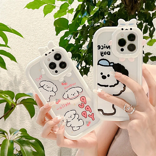 GUPBOO Étui pour iPhone13 Coque de téléphone portable mignonne de chiot de ligne de style coréen